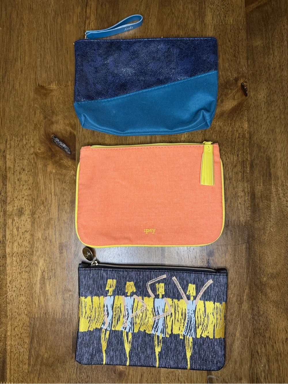 Set of 6 Colorful Zip Pouches - Make Up, Toiletries, Purse Organizer